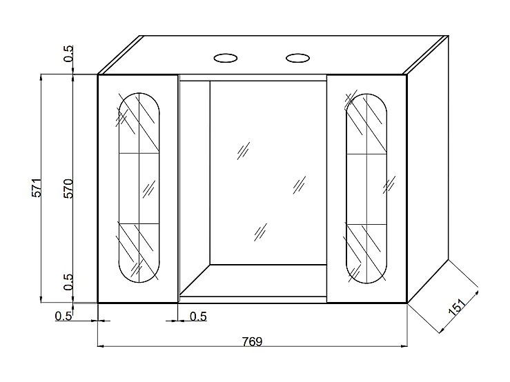 Miroir Inglesina De 77Cm Avec Deux Portes Et Spots À Led Intégrés