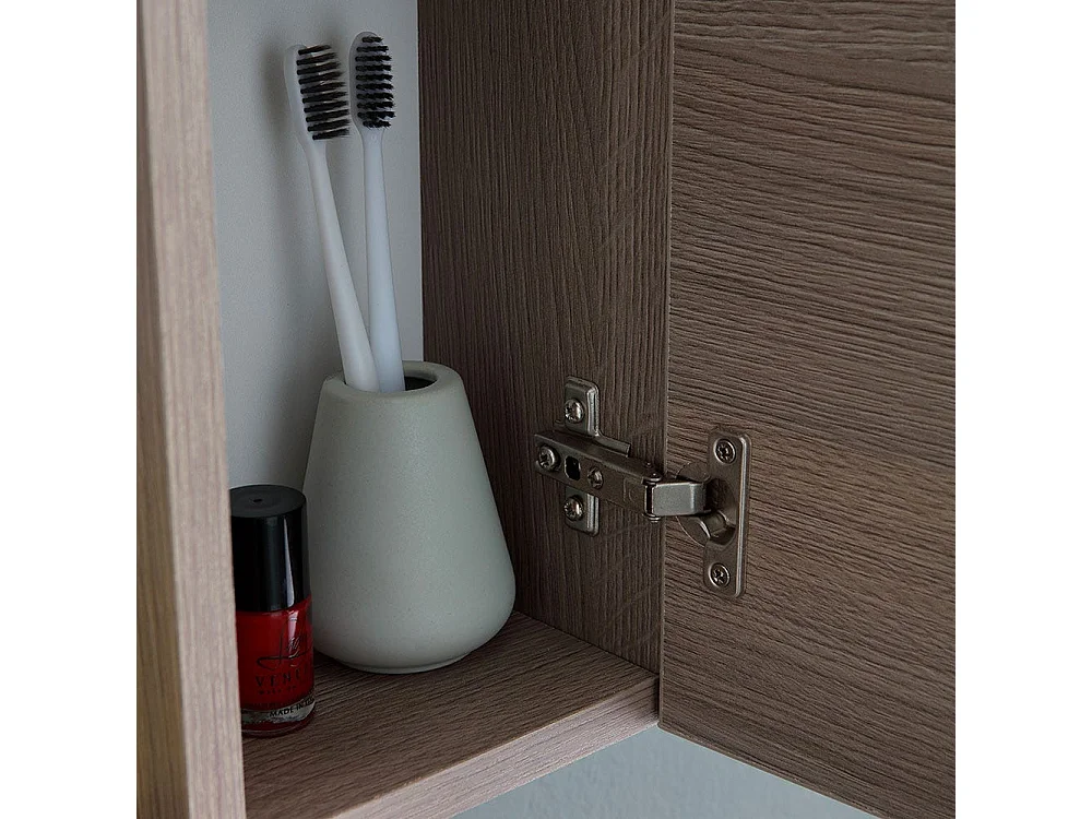 Miroir De Courtoisie 77Cm 2 Armoires Murales Chêne Fumée