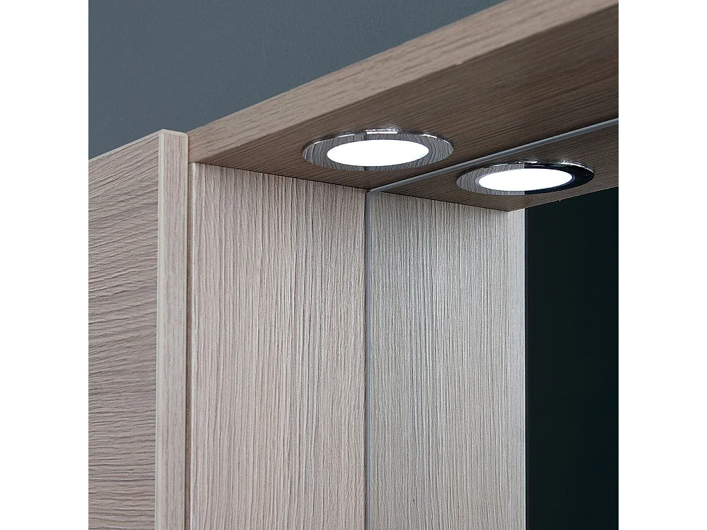 Miroir De Courtoisie 77Cm 2 Armoires Murales Chêne Fumée