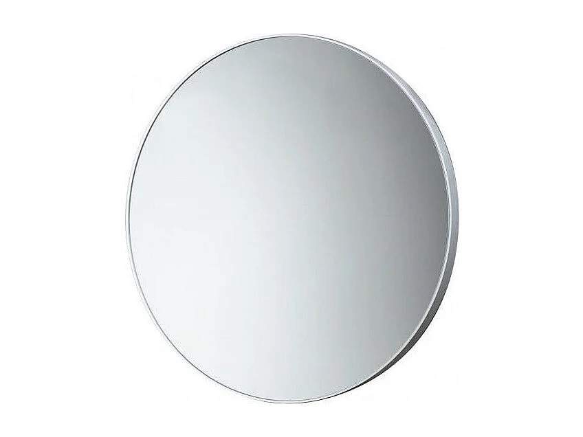 Miroir Mural Arrondi D.60Cm Avec Corniche En Résine Blanche