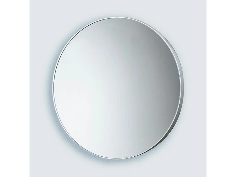 Miroir Mural Arrondi D.60Cm Avec Corniche En Résine Blanche