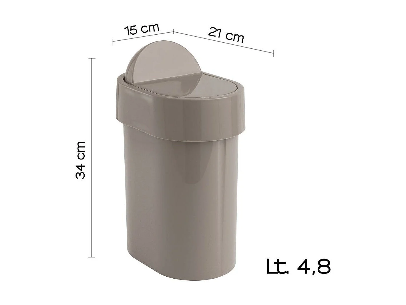 Poubelle De Salle De Bains 4,8 Litres Gris Tourterelle En Propylux | Iris