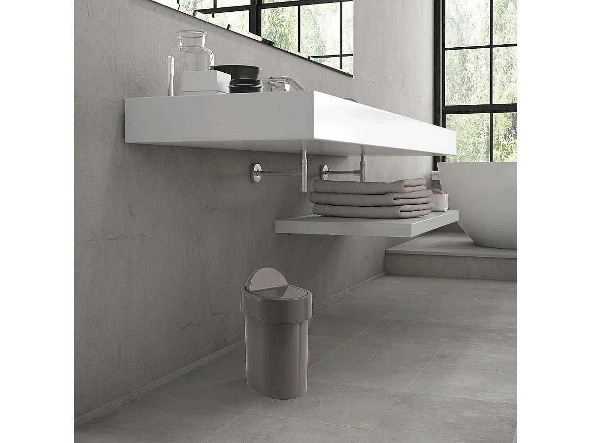 Poubelle De Salle De Bains 4,8 Litres Gris Tourterelle En Propylux | Iris