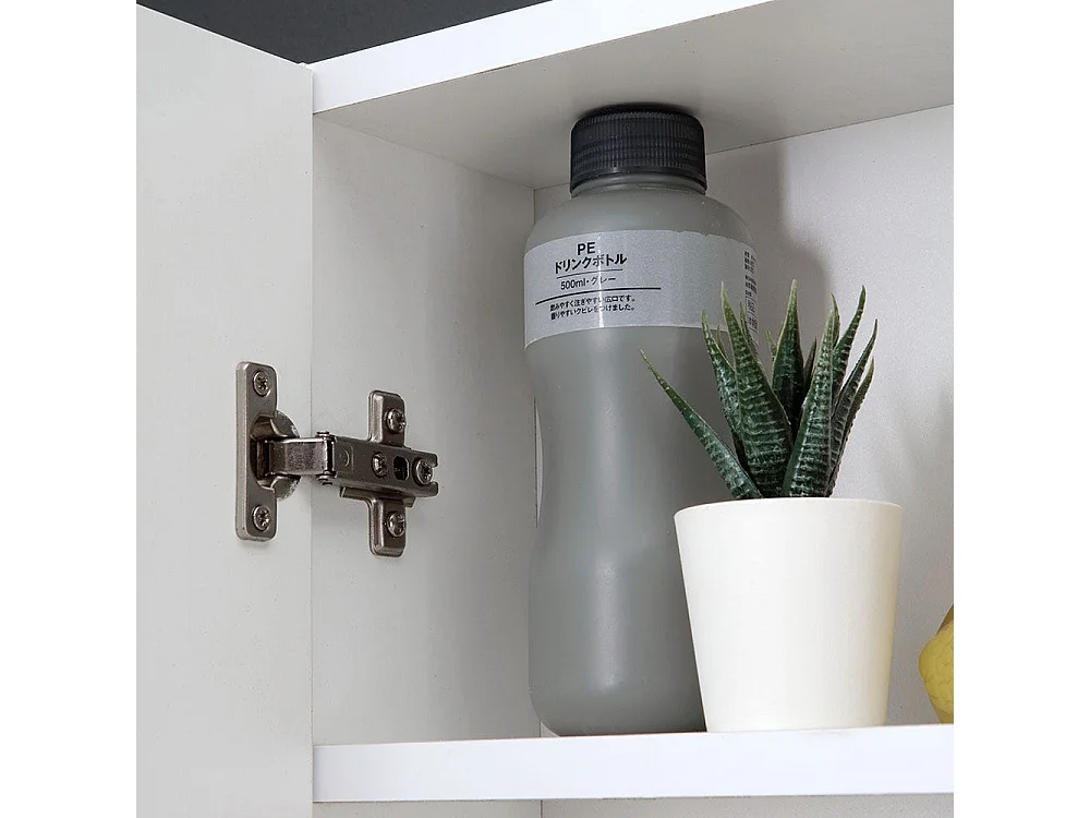 Miroir De Rangement Blanc Avec Deux Portes Et Un Compartiment Ouvert 62Cm