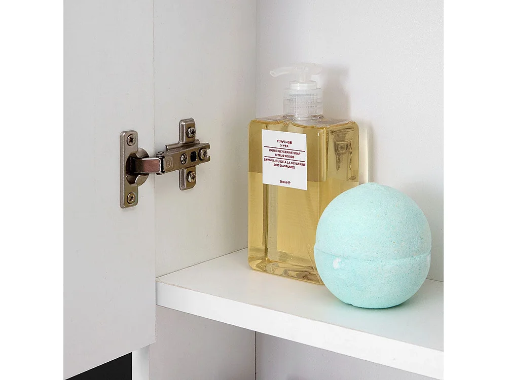 Miroir De Rangement Blanc Avec Deux Portes Et Un Compartiment Ouvert 62Cm