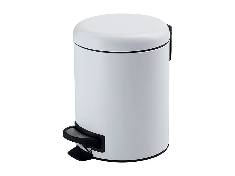 Poubelle Ronde De 3 Litres À Pédale Pour Toilettes, Blanche À Fermeture Douce, Acier Inoxydable | Papaya