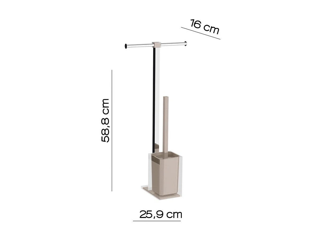 Porte-Rouleau De Papier Toilette Avec Porte-Brosse Acier Et Résine Gris Tourterelle  | Arcobaleno