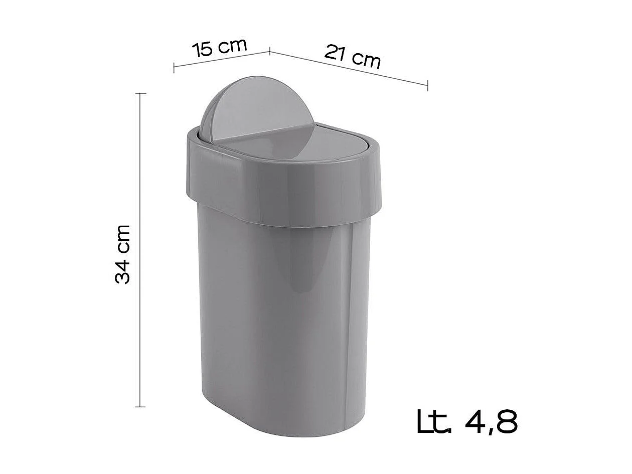 Poubelle De Salle De Bains Grise De 4,8 Litres En Propylux | Iris