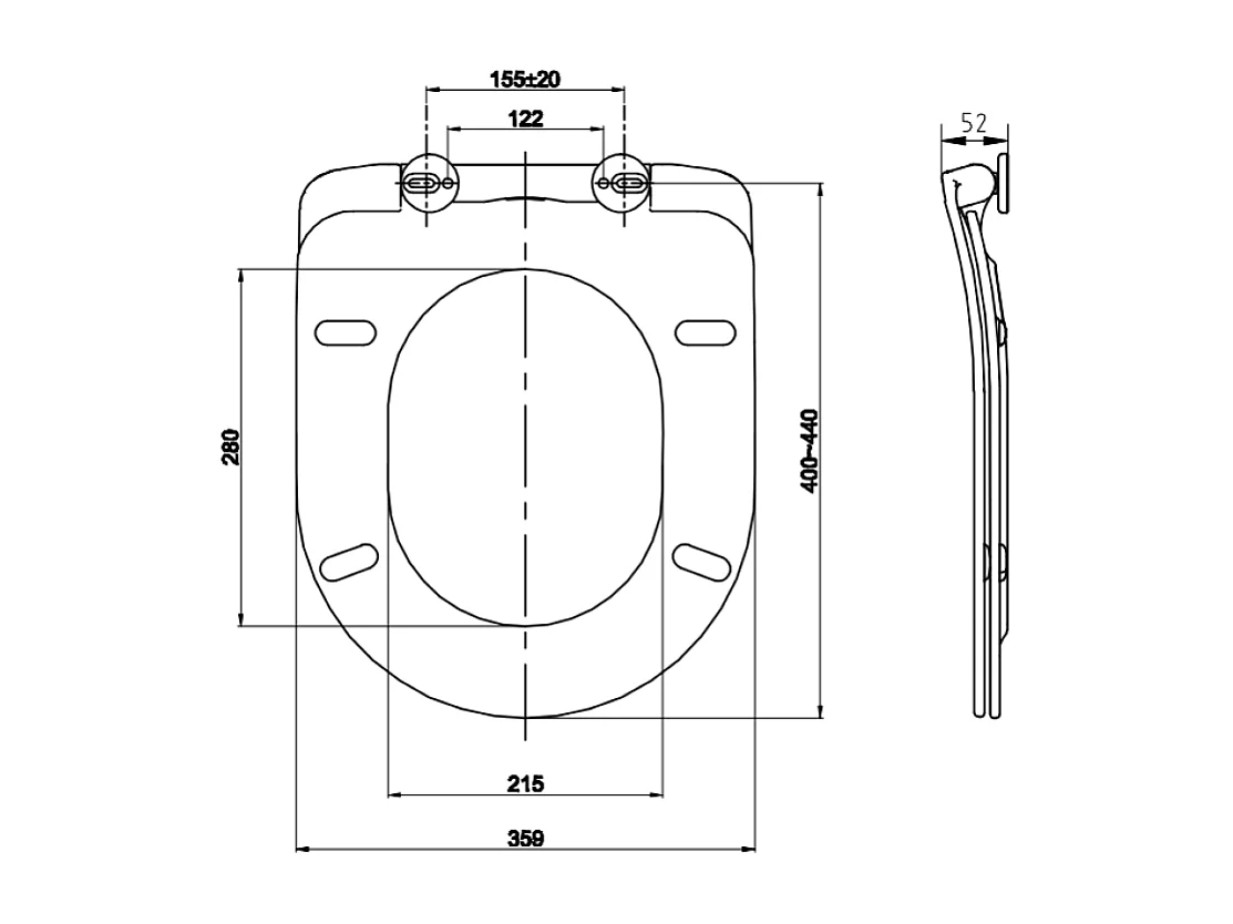 Siège De Wc Avec Amortissement En Termorésistant Blanc Brillant