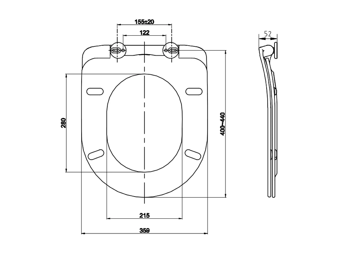 Siège De Wc Avec Amortissement En Termorésistant Blanc Brillant