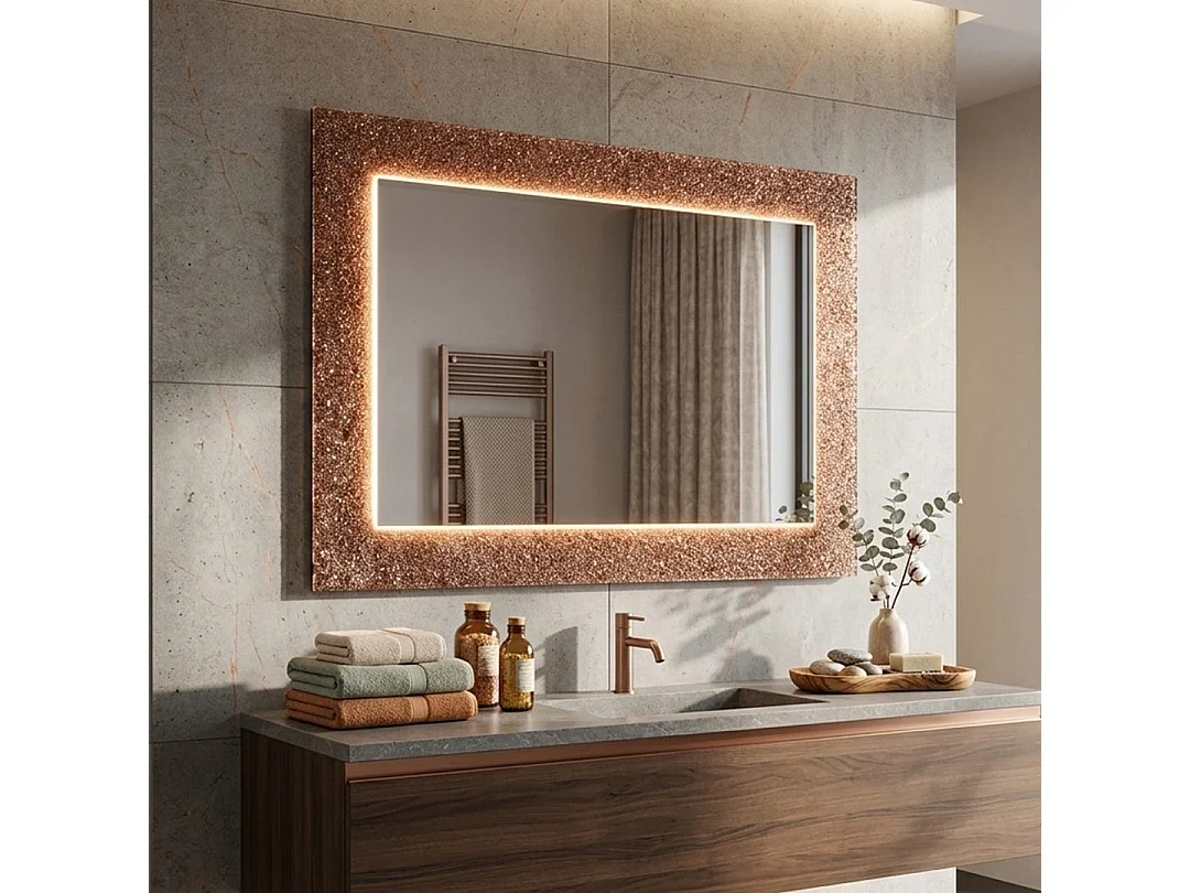 Cadre De Miroir Rectangulaire En Verre Coulé Bronze 98X70