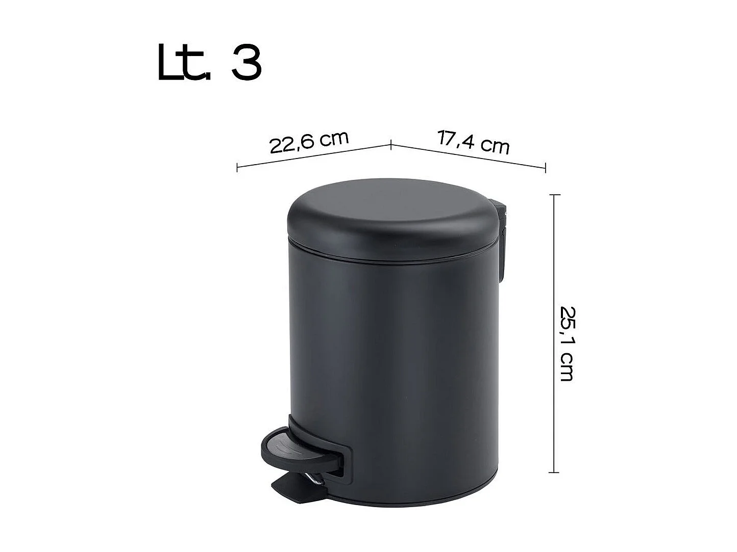 Poubelle Ronde De 3 Litres En Acier Inoxydable À Fermeture Douce Et À Pédale | Papaya
