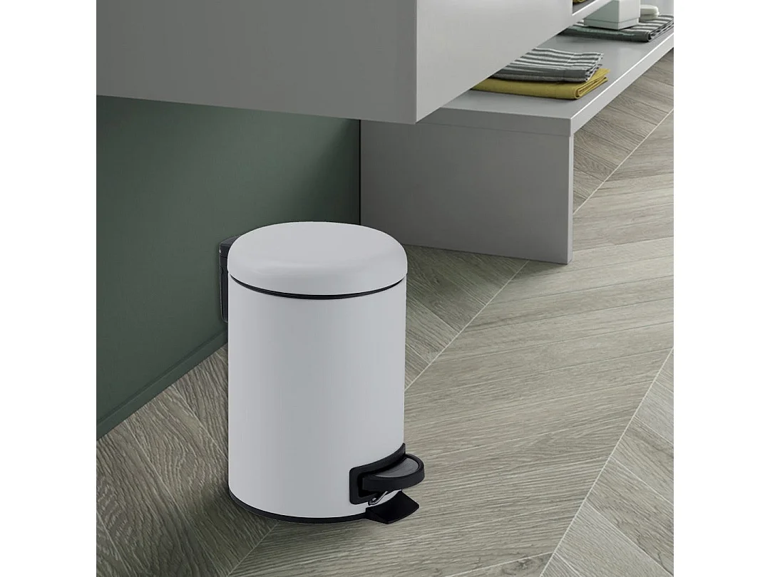 Poubelle De Salle De Bains Ronde En Acier Inoxydable À Fermeture Souple De 5 Litres, Actionnée Par Pédale | Papaya
