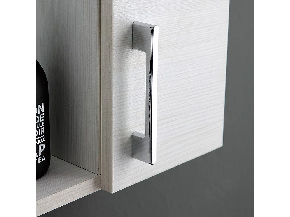 Miroir De Salle De Bain À Conteneur Avec Deux Éléments Muraux En Chêne Blanc Et Une Lampe À Del