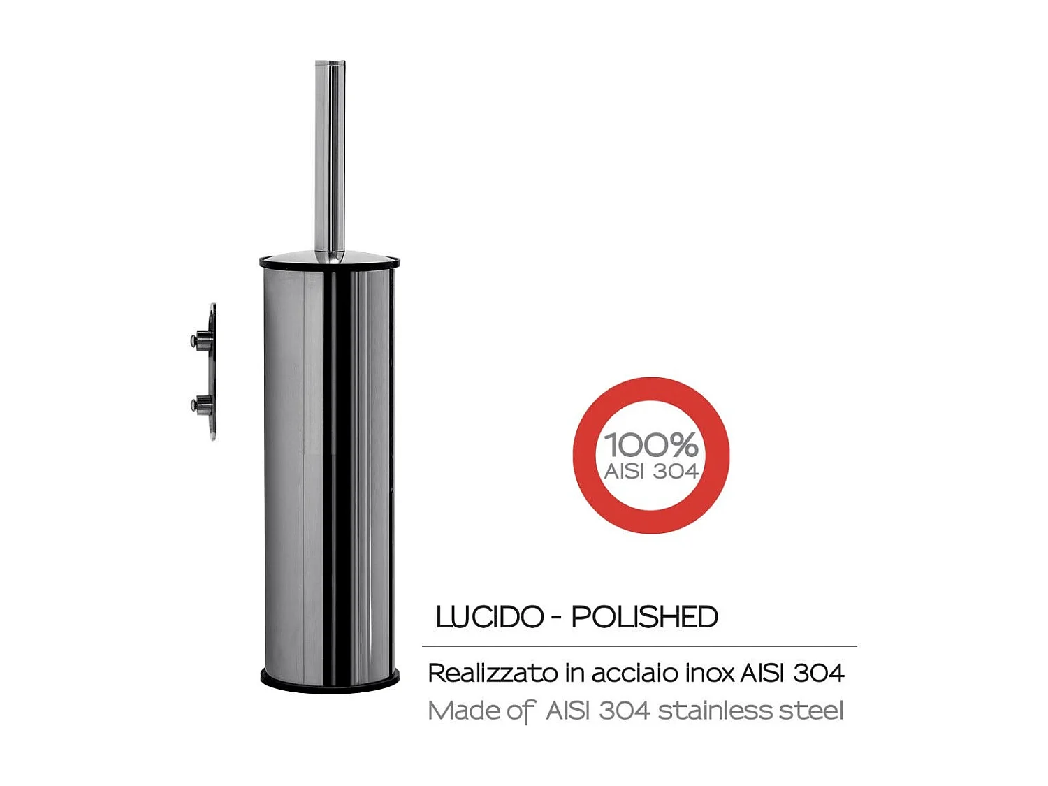 Brosse Wc Murale En Acier Inoxydable Aisi 304 Poli - Touffe De Poils - Fixation Par Vis Incluse | Loto