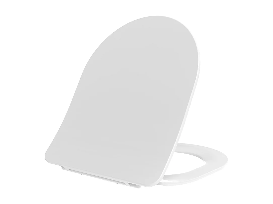 Couvercle De Toilette Ralenti En Forme De D En Thermoplastique Blanc.
