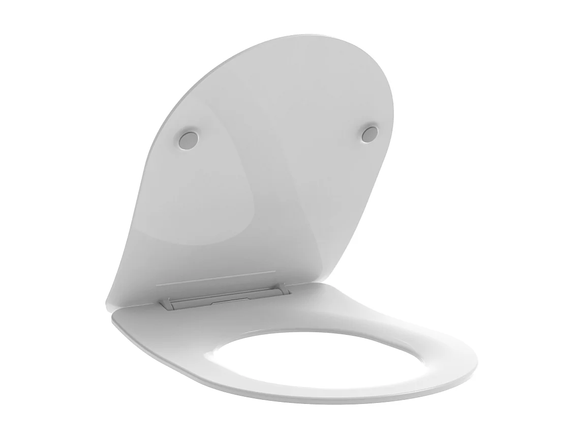 Couvercle De Toilette Ralenti En Forme De D En Thermoplastique Blanc.