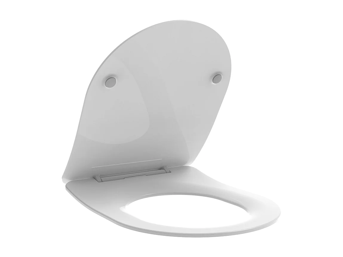 Couvercle De Toilette Ralenti En Forme De D En Thermoplastique Blanc.