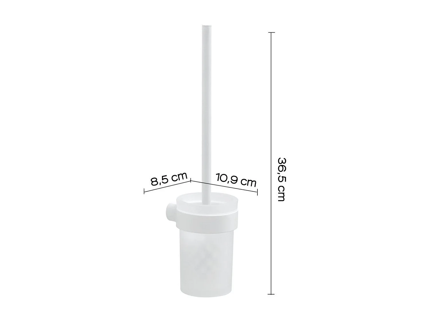 Balai Wc Mural En Verre-Ottone Chromé Blanc Mat | Giacinto