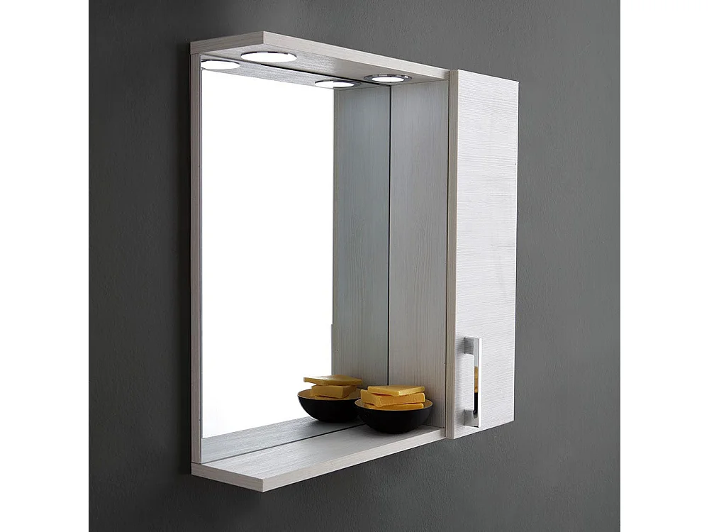 Miroir De Salle De Bains En Chêne Blanc Avec Éclairage Led