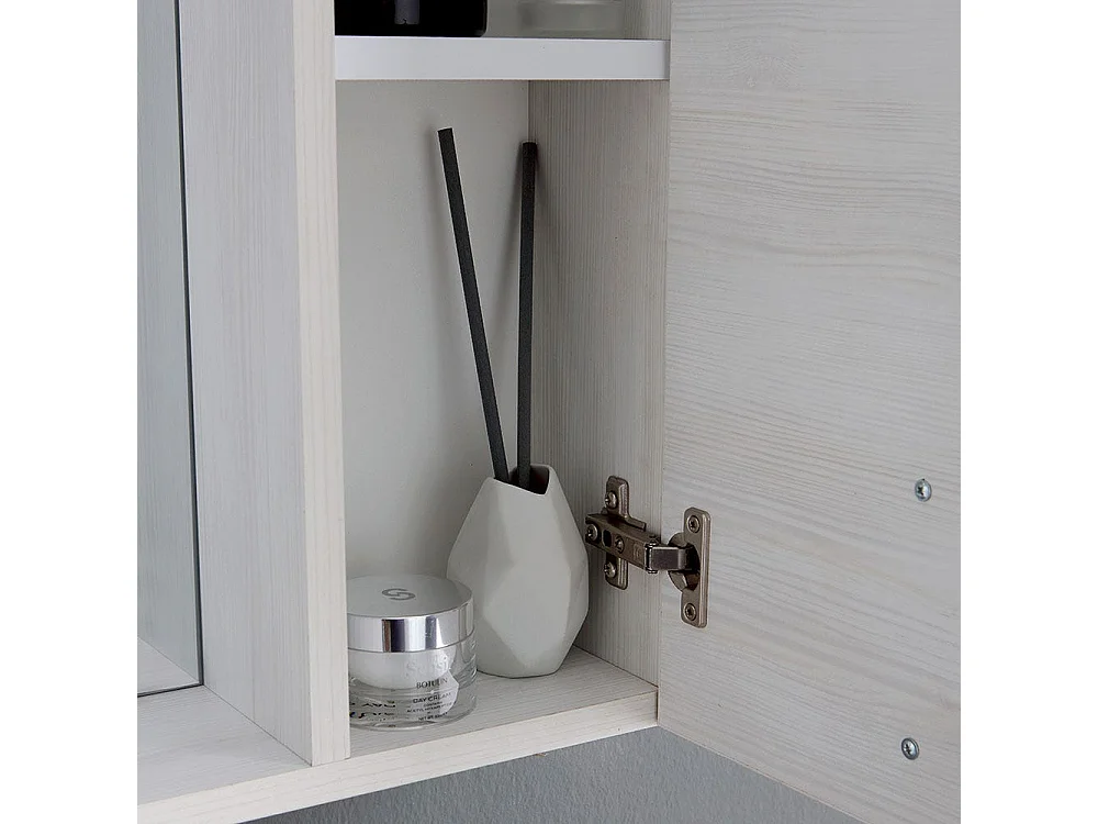 Miroir De Salle De Bains En Chêne Blanc Avec Éclairage Led