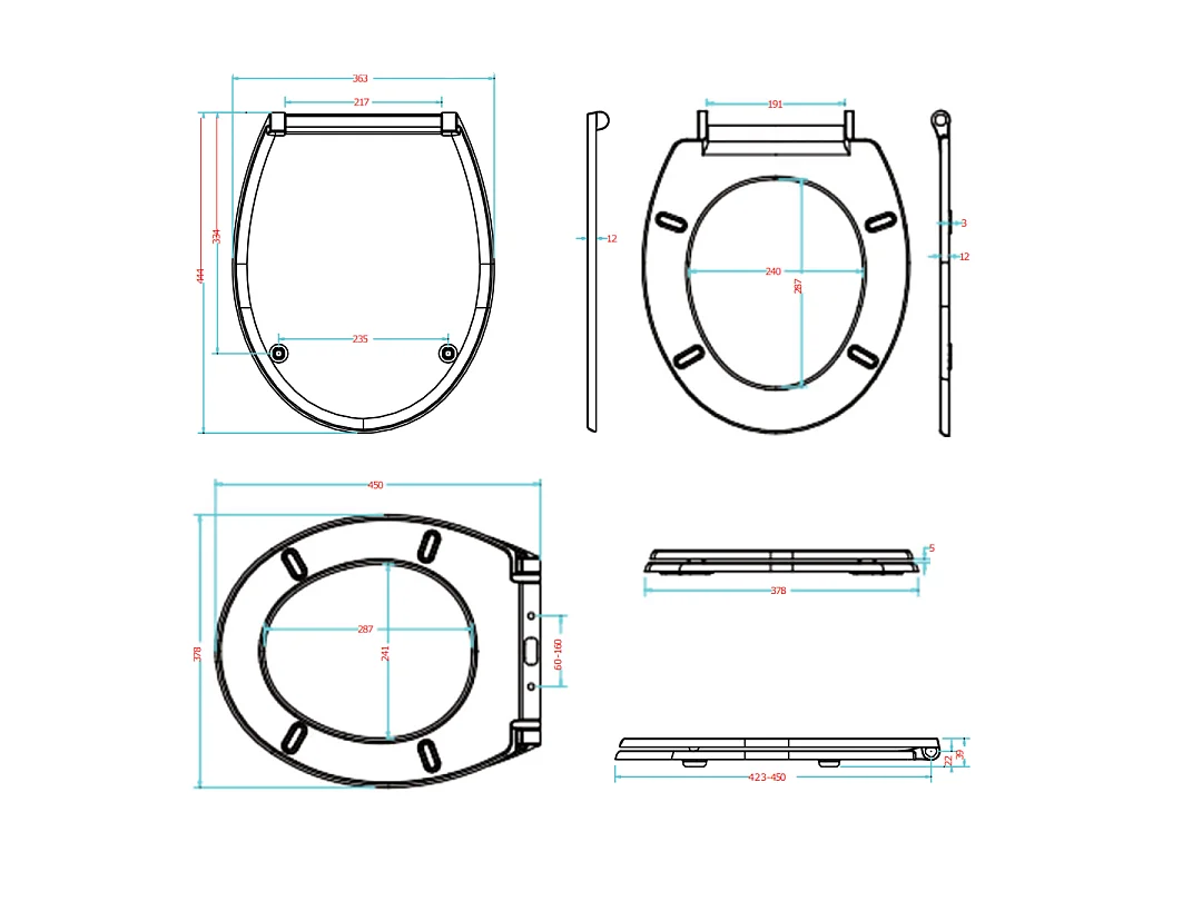 Couvercle De Toilette Universel En Duroplast Avec Fermeture Ralentie