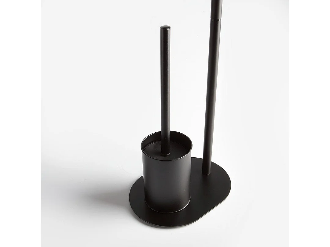 Porte-Balais Et Porte-Rouleau De Papier Toilette Ovales Noirs Mats