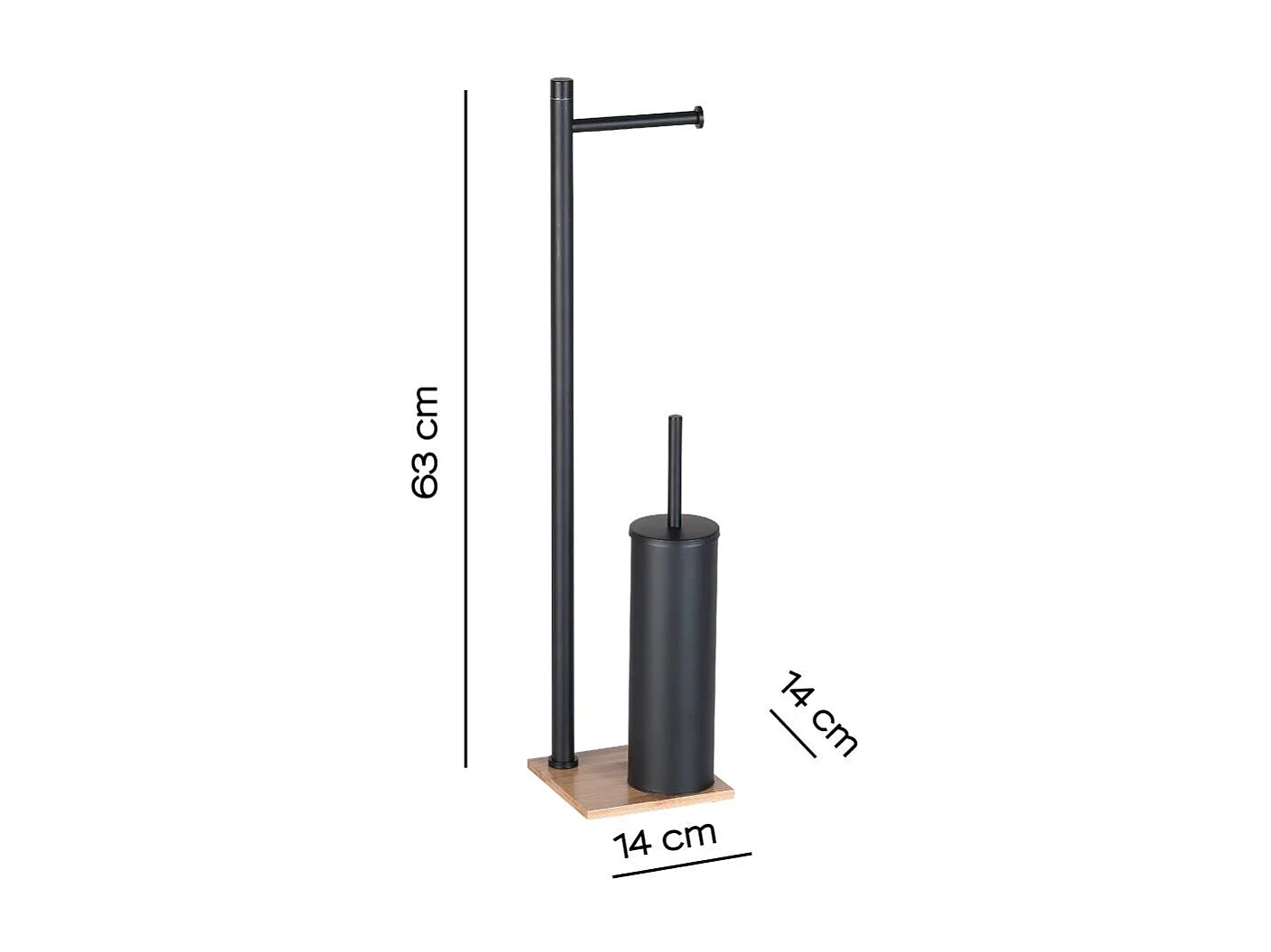 Porte-Rouleau Et Porte-Brosse De Toilette Acier Noir Et Bambou | Silene