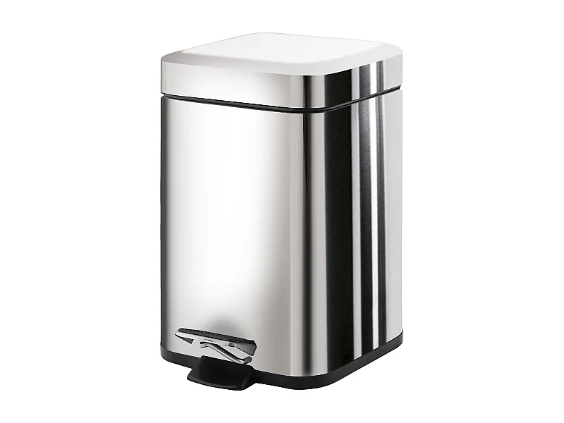 Poubelle Carrée  Acier Inox De 3 Litres À Pédale