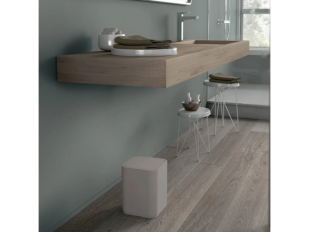 Poubelle Carrée Pour Salle De Bains Beige 8L | Agave