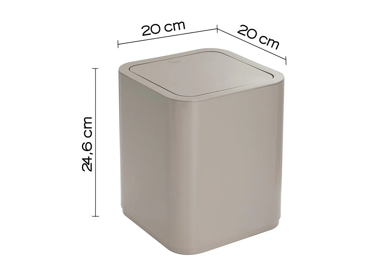 Poubelle Carrée Pour Salle De Bains Beige 8L | Agave