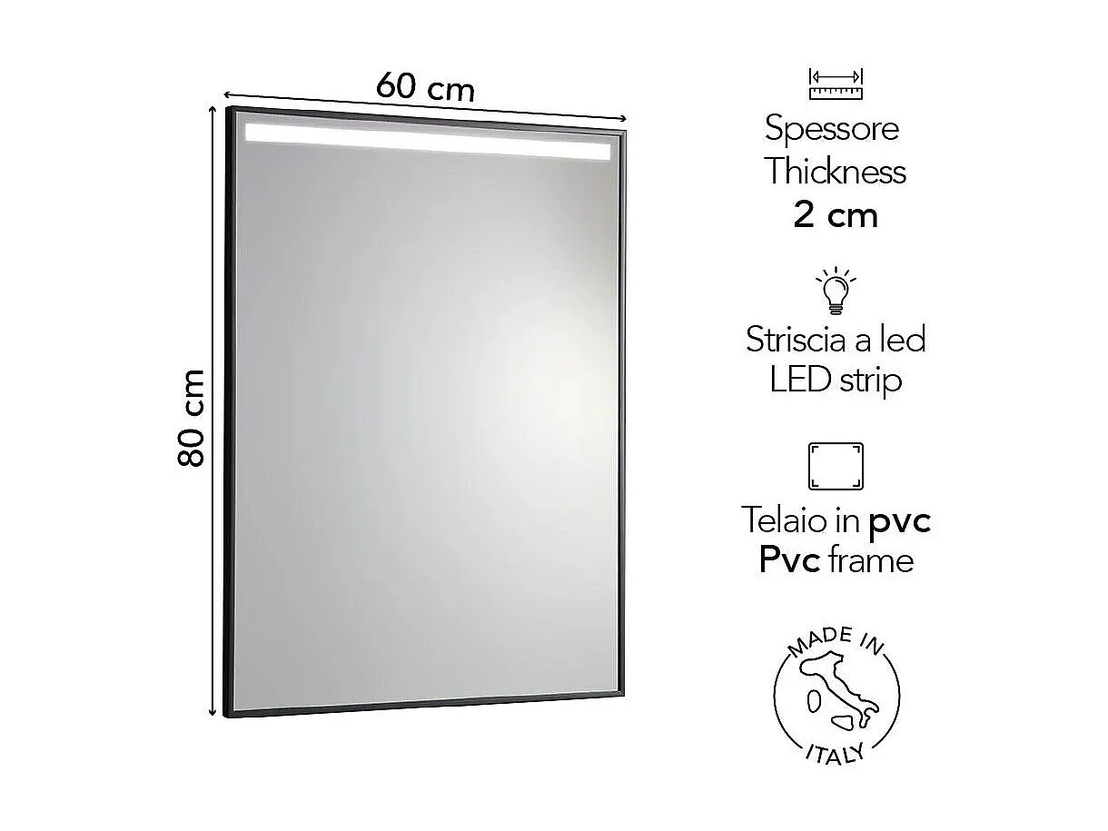 Miroir Rétro-Éclairé 60X80 Avec Cadre Pvc