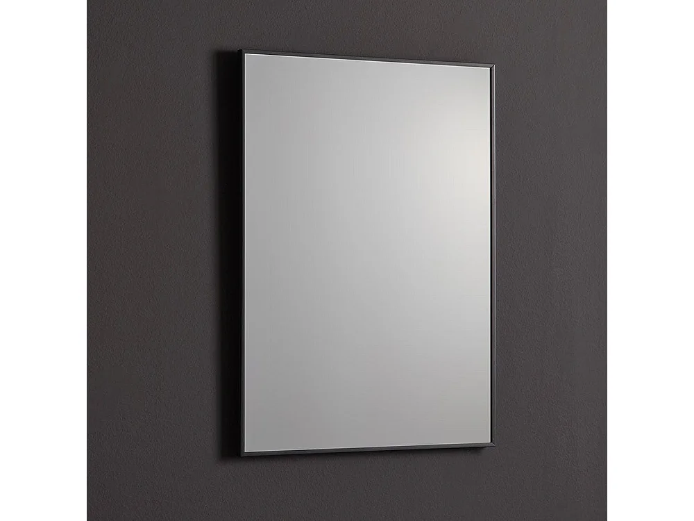Miroir En Fil De Fer Poli 50X70 Réversible Avec Bordure Noire Mate