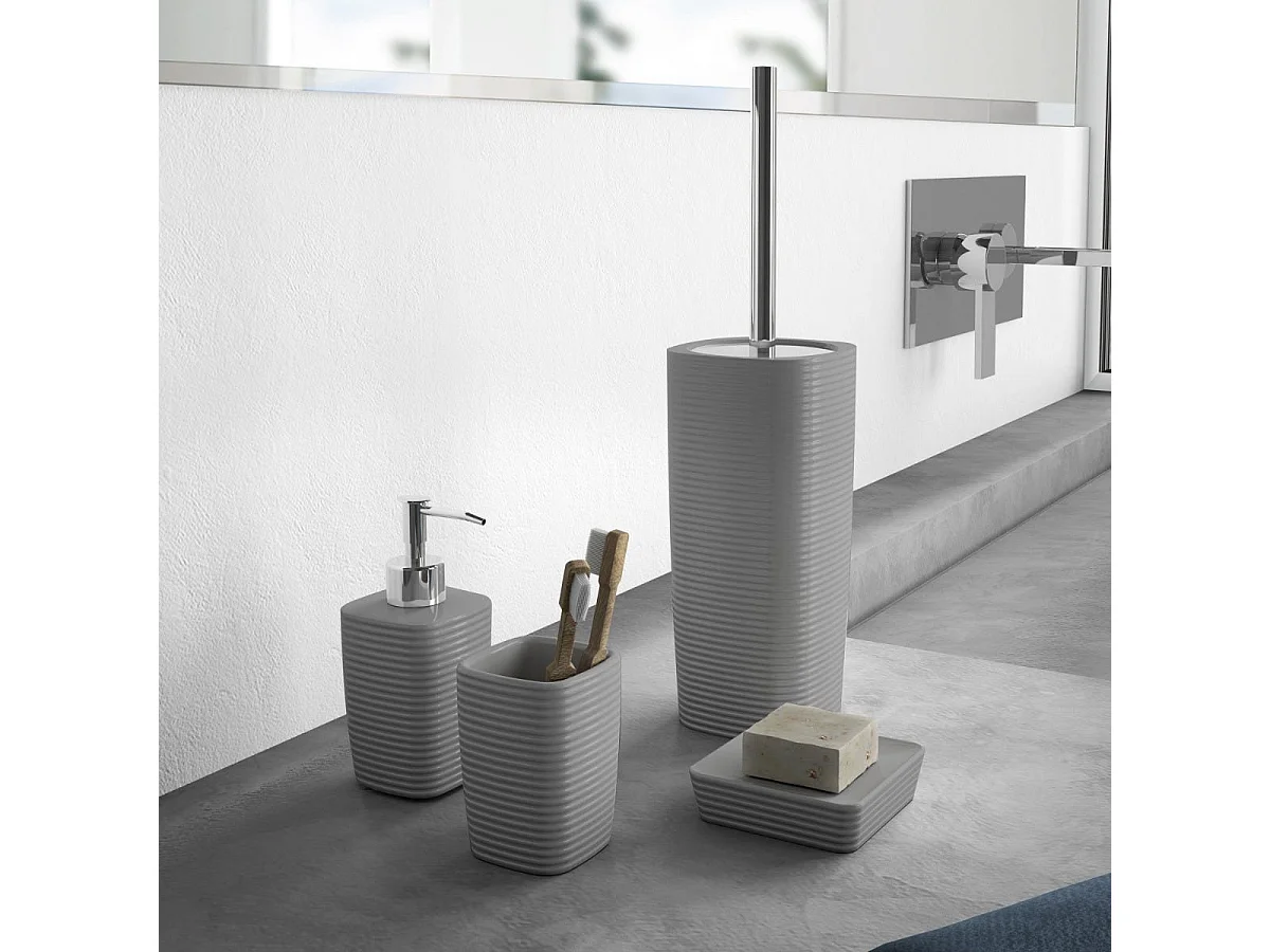 Brosse De Toilette Sur Pied En Céramique Grise  | Calla