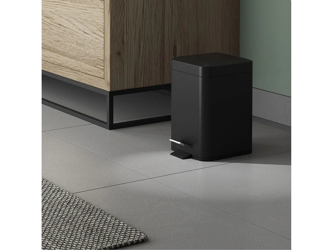 Poubelle De Salle De Bains En Aluminium Noir Mat 5L | Artemisia
