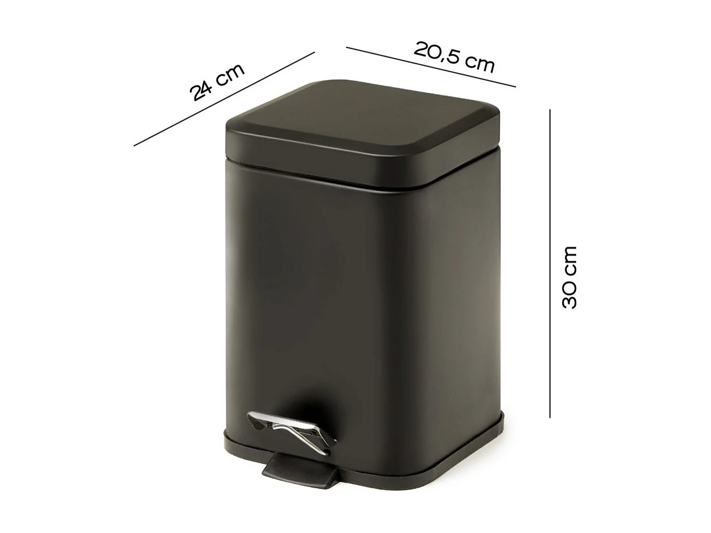 Poubelle De Salle De Bains En Aluminium Noir Mat 5L | Artemisia