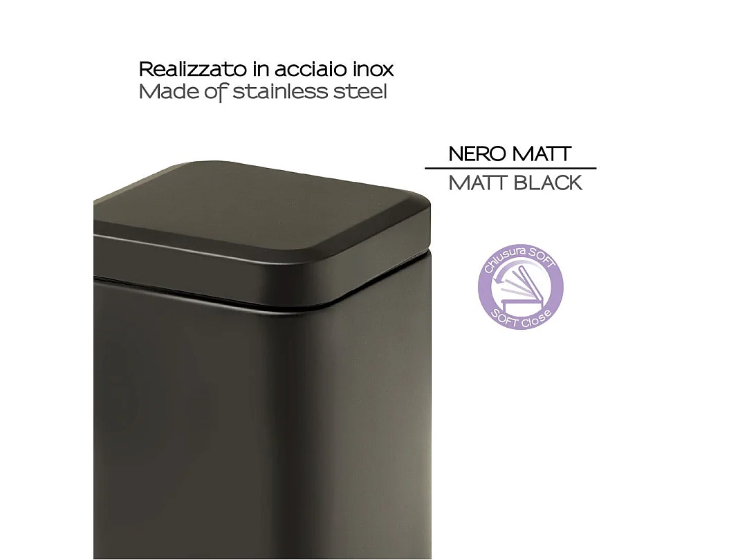 Poubelle De Salle De Bains En Aluminium Noir Mat 5L | Artemisia