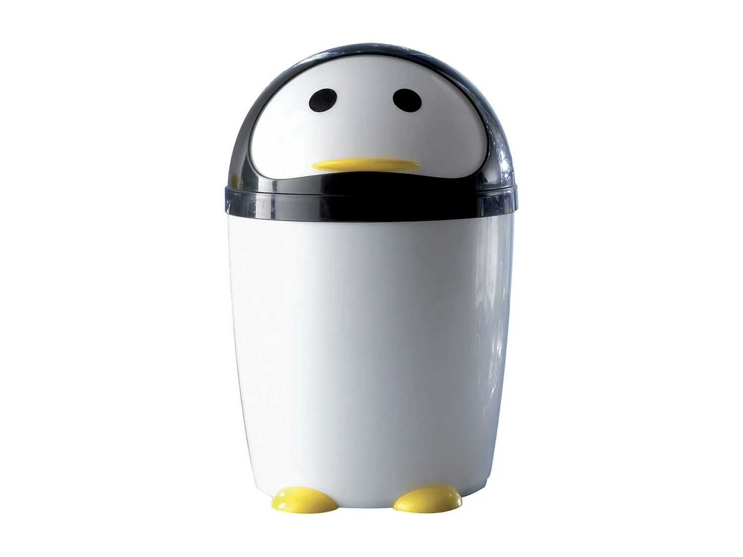 Poubelle De Salle De Bains En Résine, 7,5 Litres, Pingouin Noir/Blanc