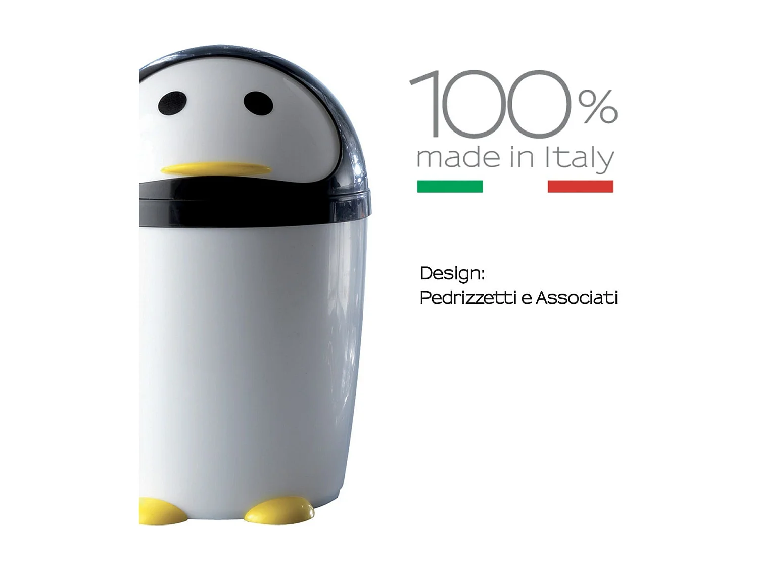 Poubelle De Salle De Bains En Résine, 7,5 Litres, Pingouin Noir/Blanc