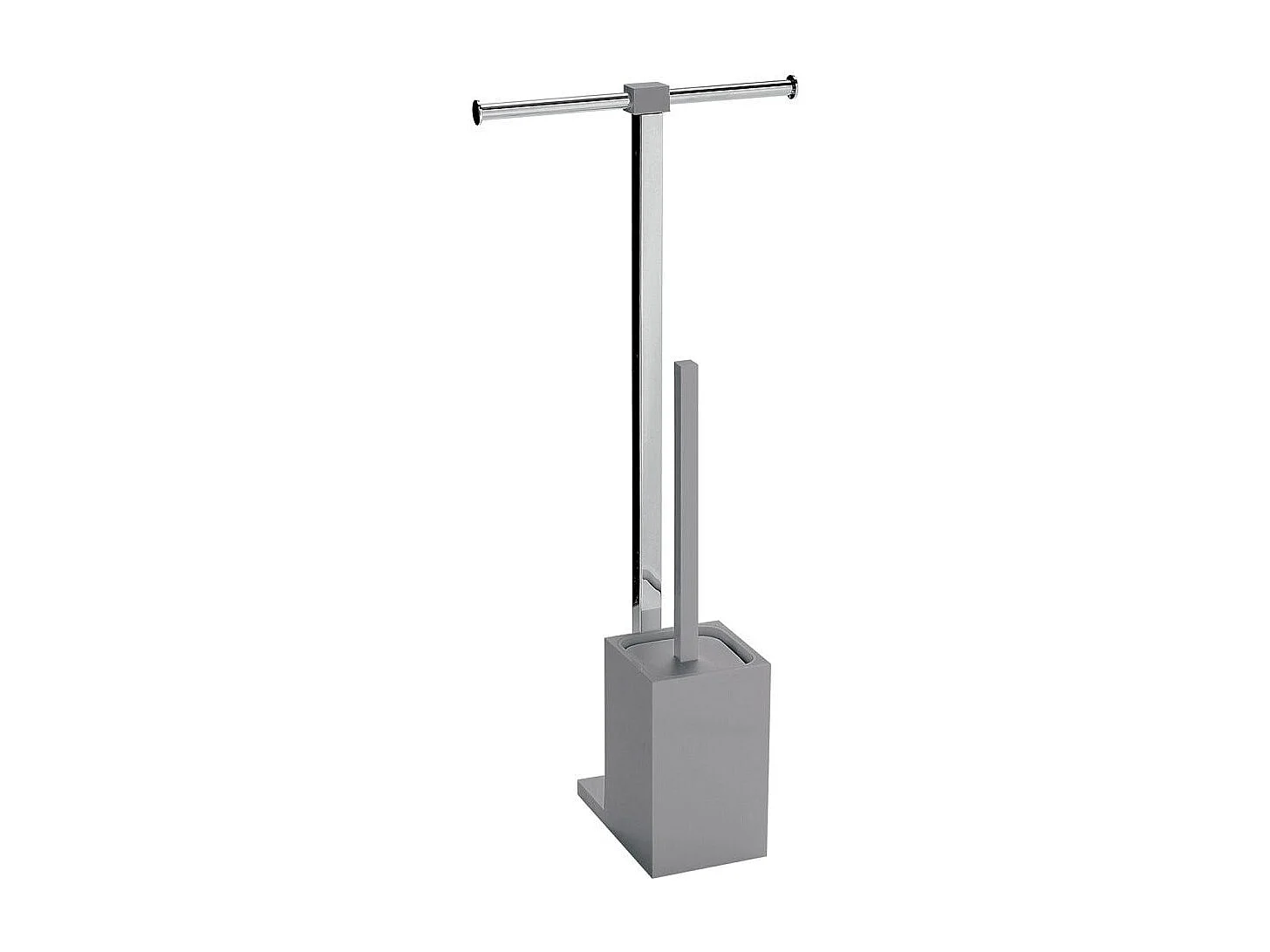 Colonne Avec Double Porte-Rouleau De Papier Toilette Et Porte-Brosse Gris | Arcobaleno