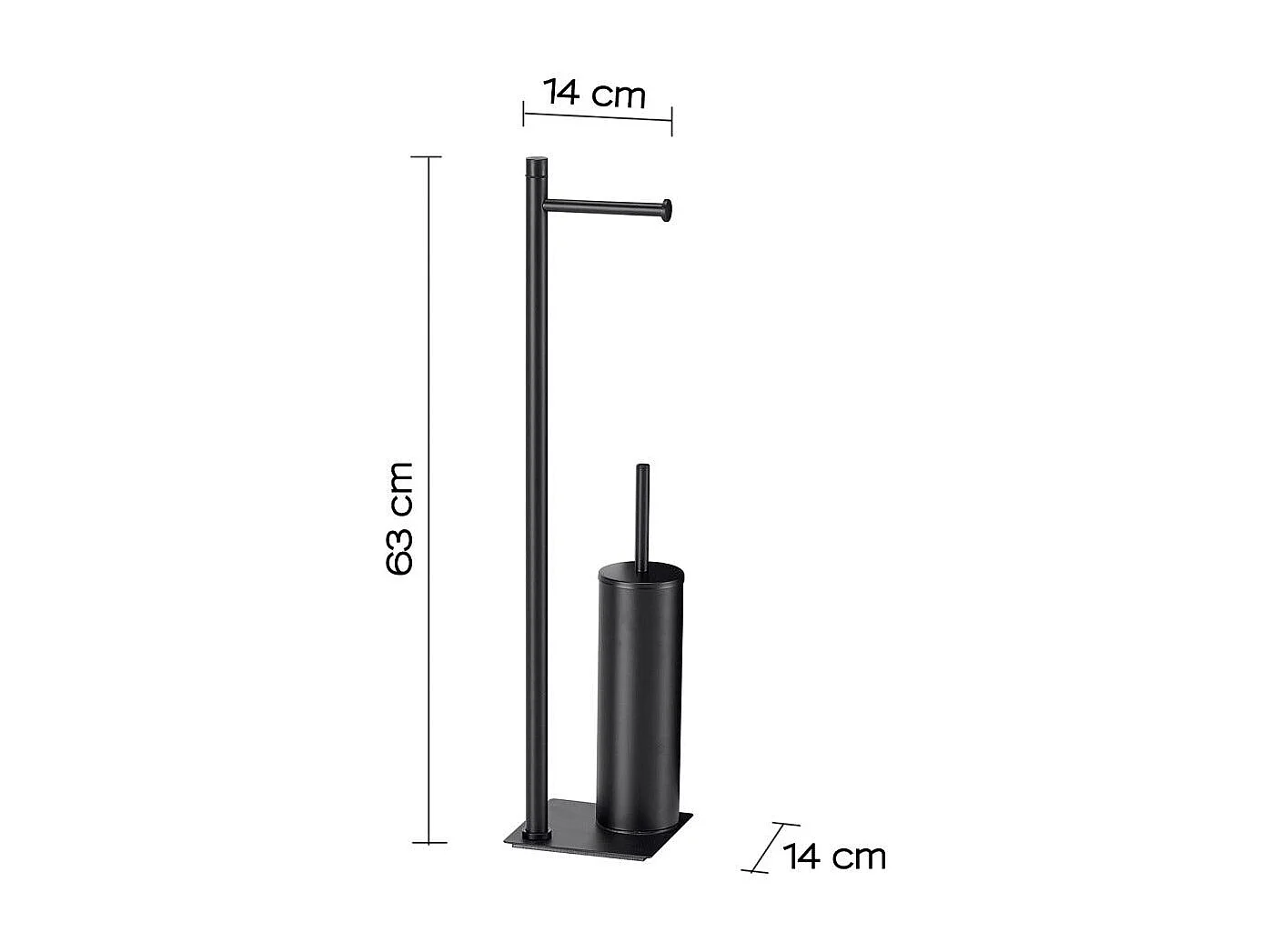 Porte-Rouleau De Papier Toilette Et Porte-Brosse De Toilette Acier Noir Mat  | Silene