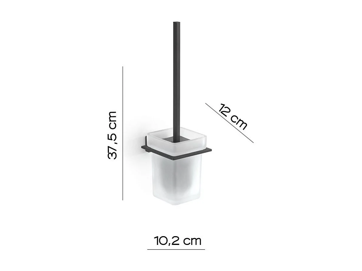 Porte-Balais Mural Pour Toilettes En Verre Dépoli Et Acier Noir | Atene