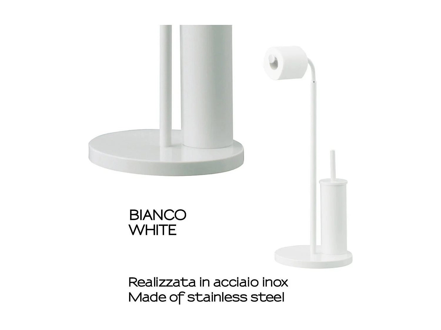 Porte-Rouleau De Papier Toilette Sur Pied Avec Porte-Brosse Blanc | Mille