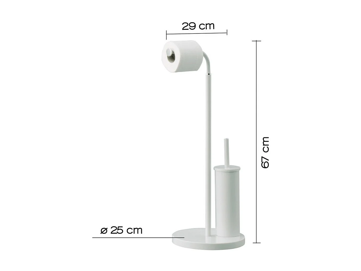 Porte-Rouleau De Papier Toilette Sur Pied Avec Porte-Brosse Blanc | Mille