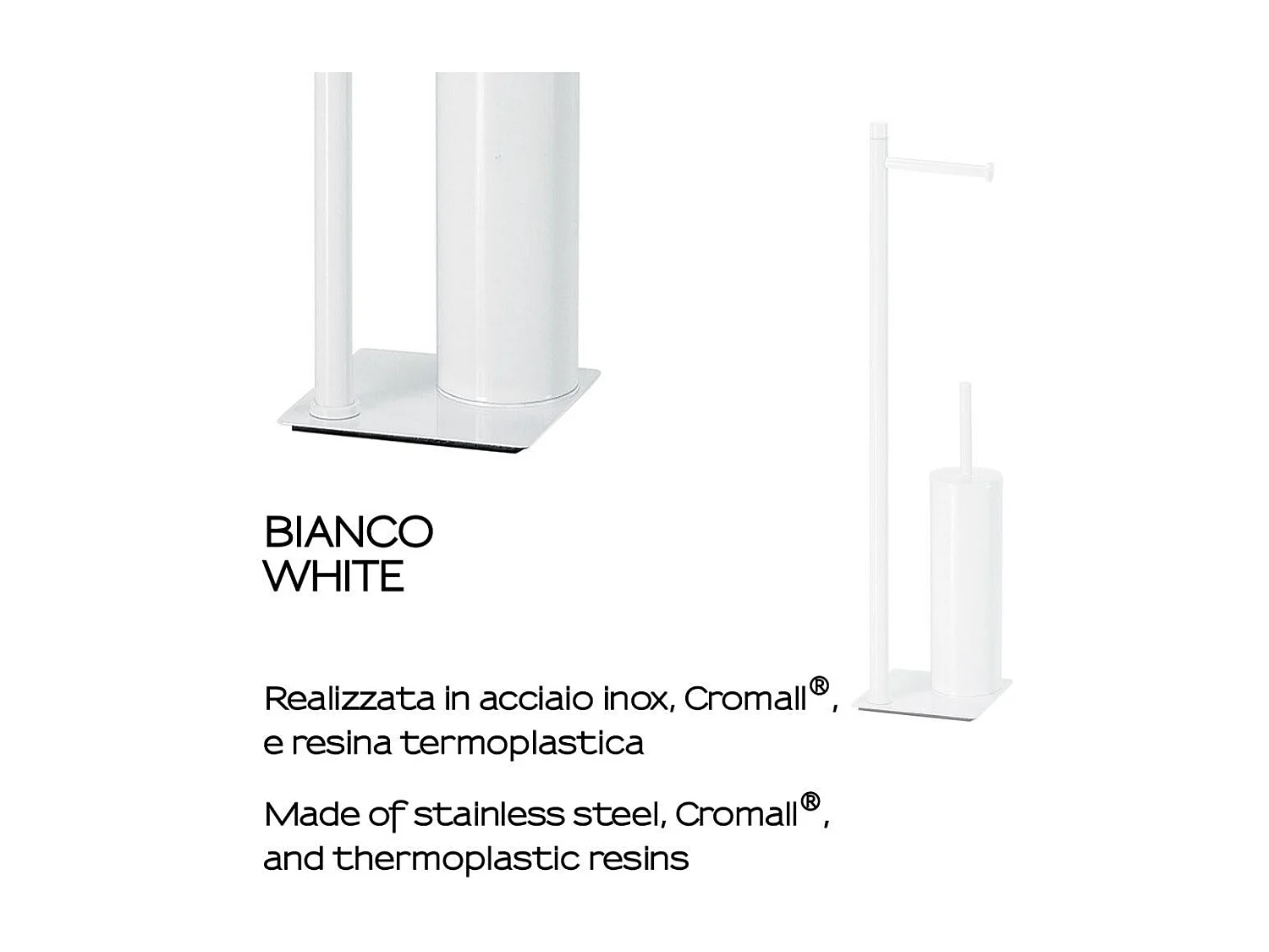 Brosse De Toilette Et Porte-Rouleau De Papier Toilette Acier Blanc  | Silene