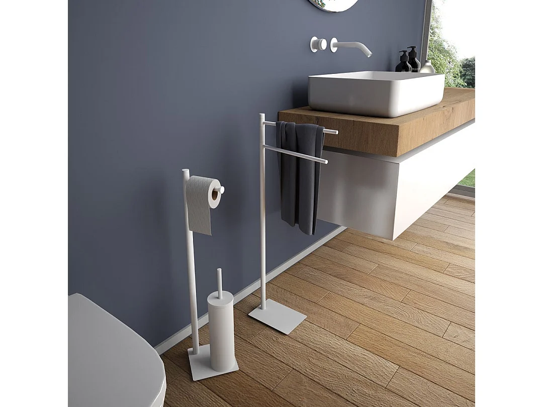 Brosse De Toilette Et Porte-Rouleau De Papier Toilette Acier Blanc  | Silene