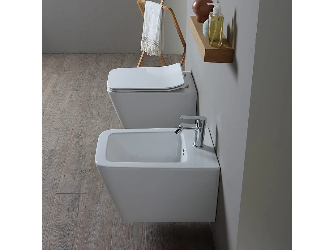 Couple De Sanitaires Suspendus En Céramique Sans Rebord | Rock