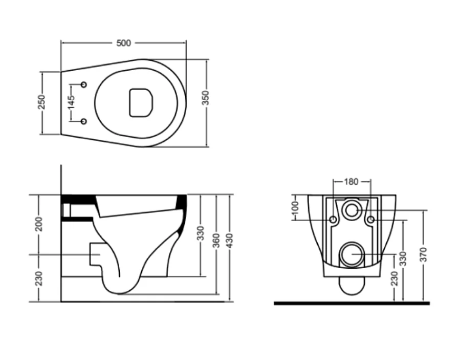 Toilettes Suspendues Avec Rebord En Céramique Blanc | Soave