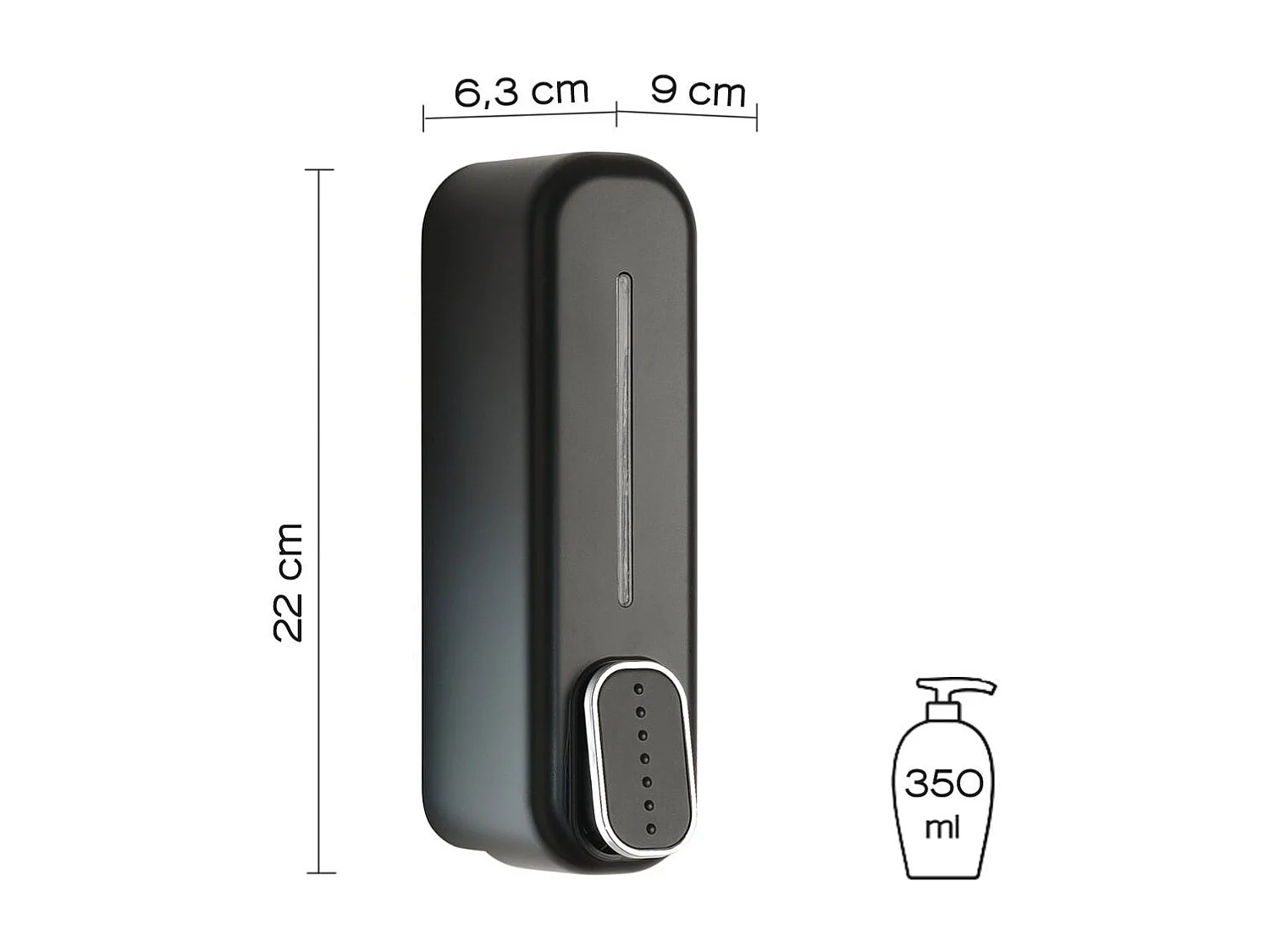 Distributeur Mural De Gel Savon Désinfectant 350Ml En Résine Thermoplastique Noire Mate | Mullet