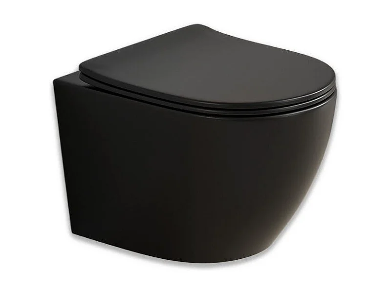 Wc Suspendu Rond Complet Avec Siège Wc Noir Mat | Folk